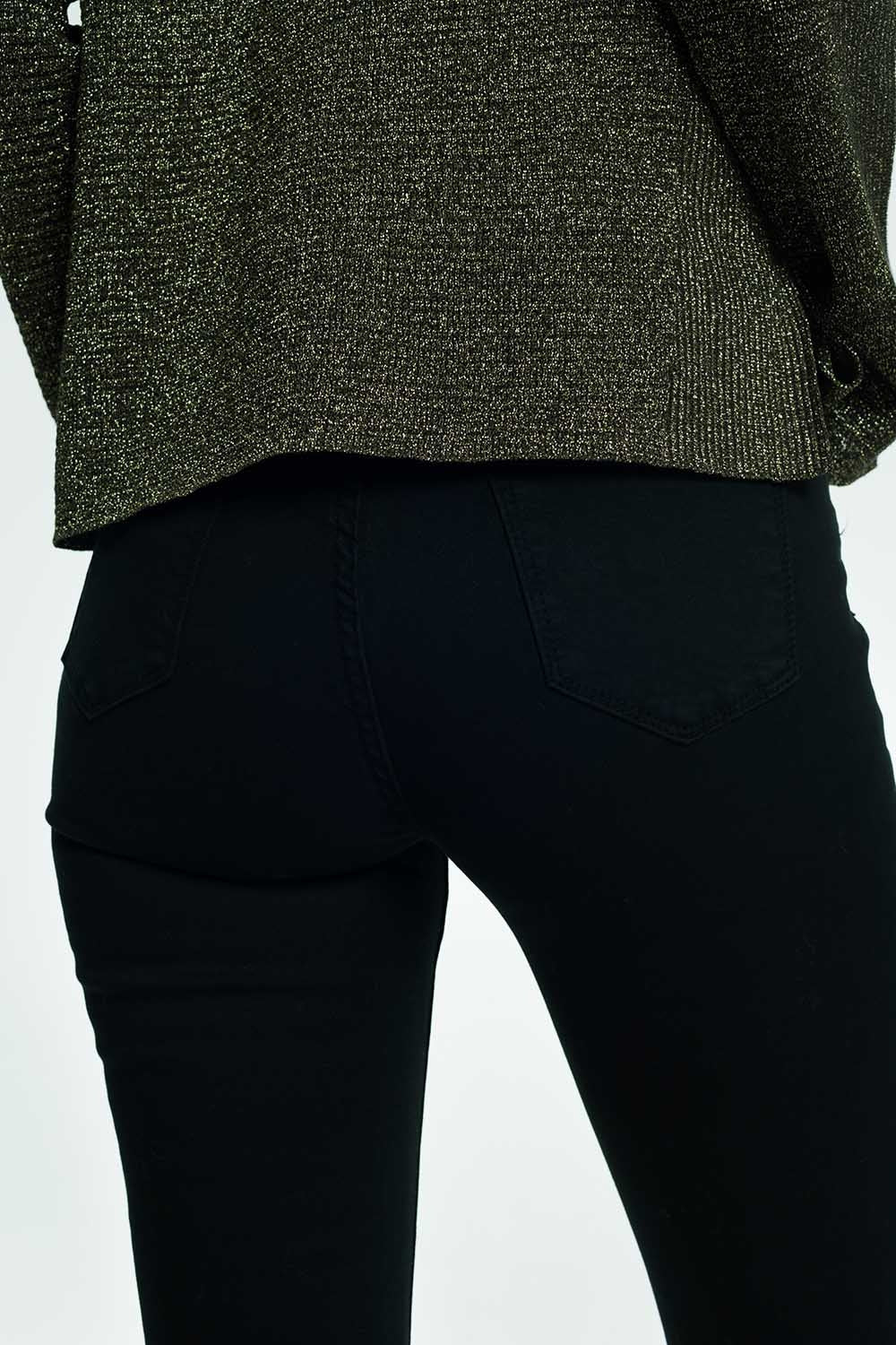 High rise raw hem flared jeans in black - Coloured Jeans