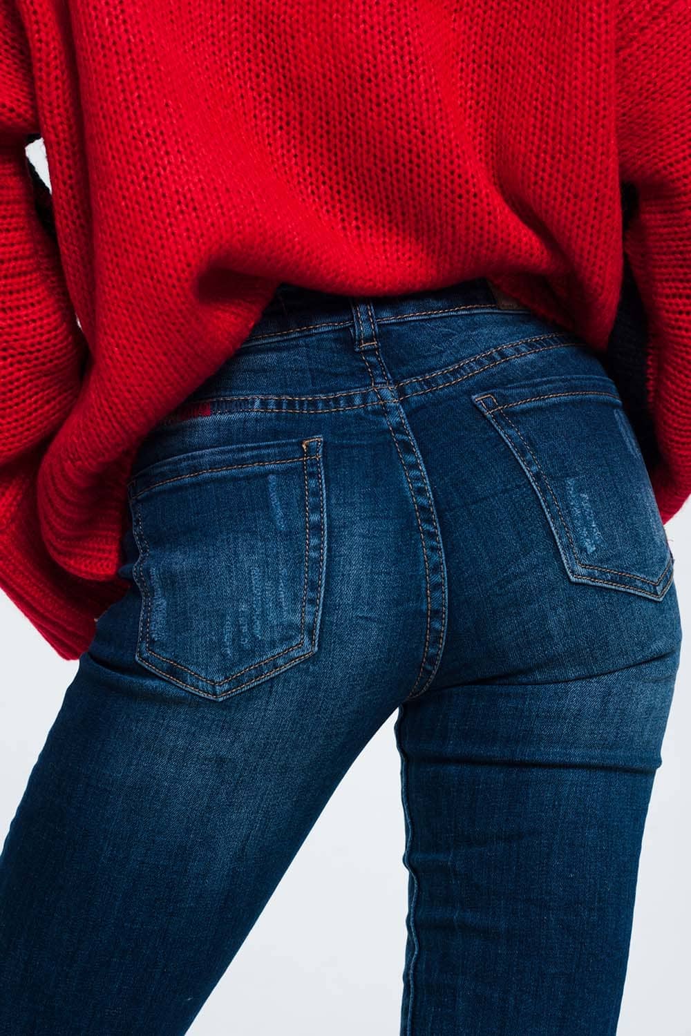 skinny jeans with wear detail - Denim