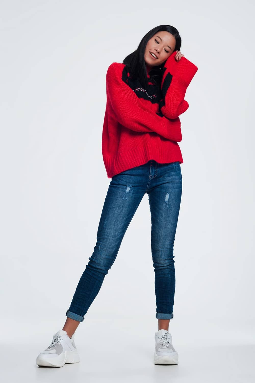skinny jeans with wear detail - Denim
