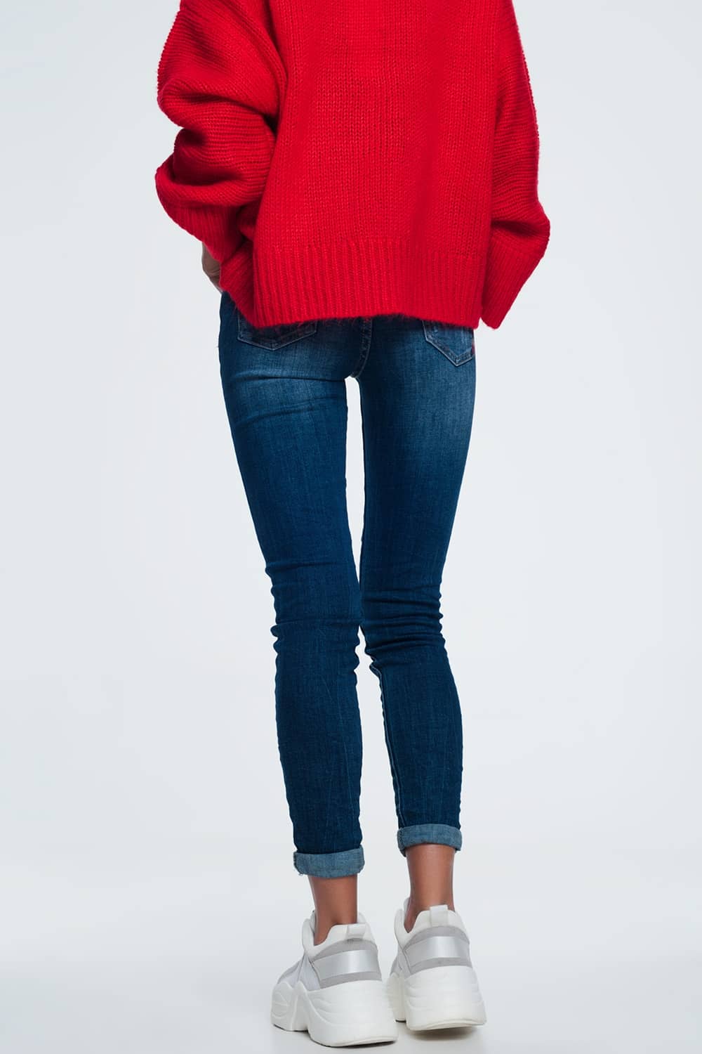 skinny jeans with wear detail - Denim