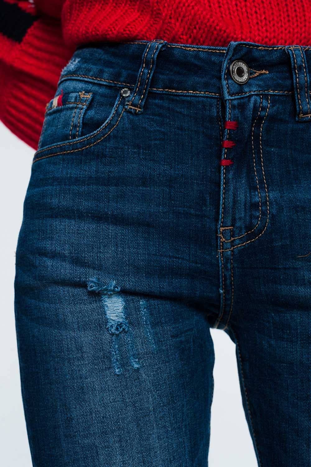 skinny jeans with wear detail - Denim
