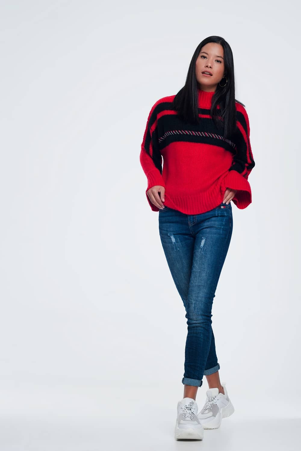 skinny jeans with wear detail - Denim
