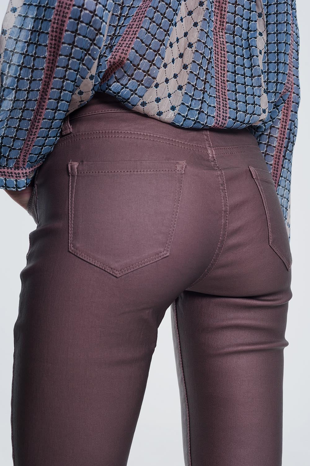 coated pants in pink