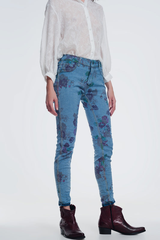 reversible wrinkled denim skinny jeans - Denim
