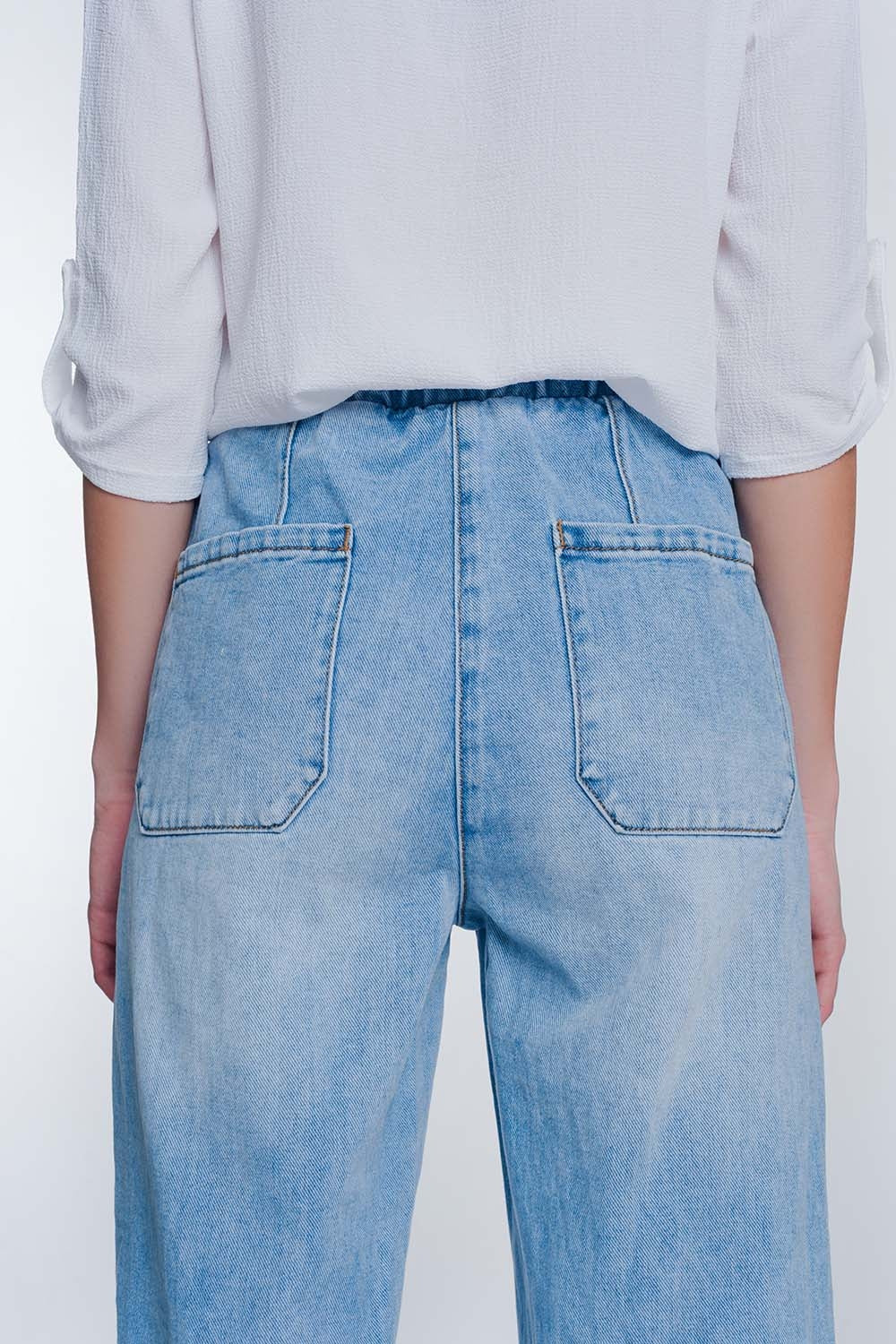 Heavily ripped boyfriend jeans in light denim - Denim