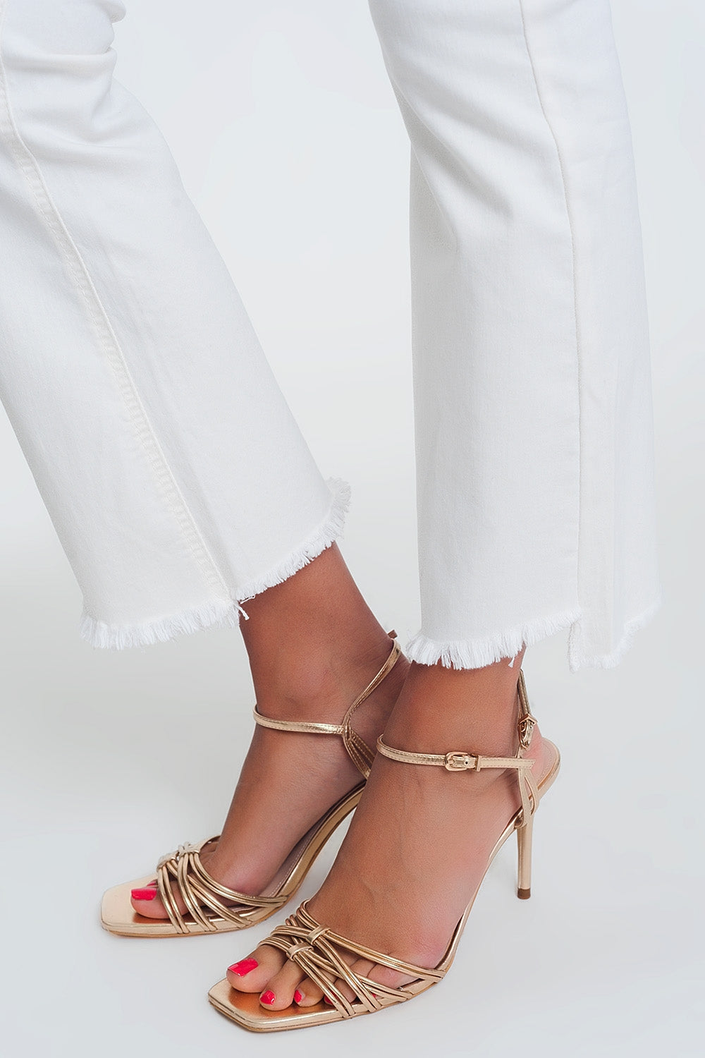 straight Pants in creme with wide ankles - Coloured Jeans