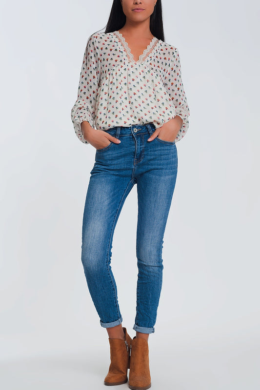 Mid waist skinny jeans in light denim - Denim