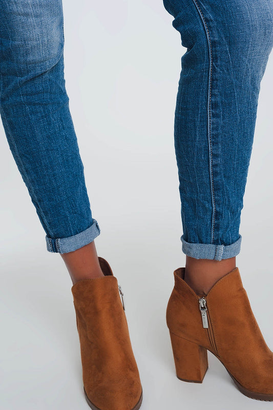 Mid waist skinny jeans in light denim - Denim