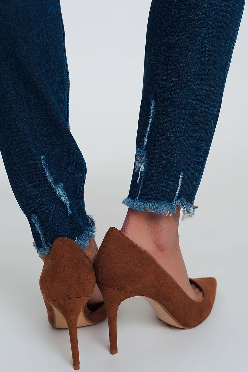 Skinny regular waist jeans in light denim