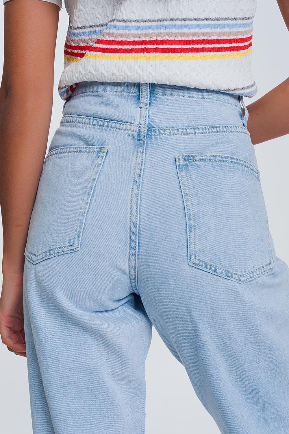High waist mom jeans in light blue denim - Denim