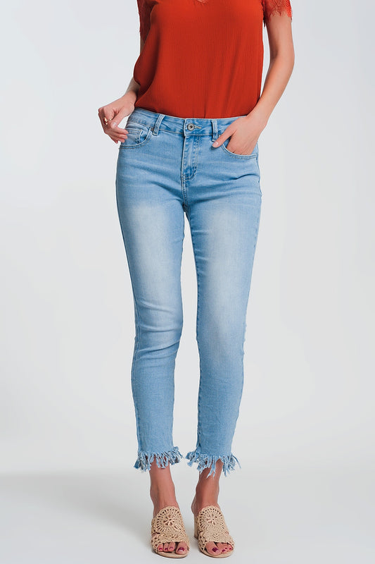 Skinny jeans in light denim With Frayed Hem - Denim
