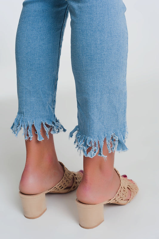 Skinny jeans in light denim With Frayed Hem - Denim