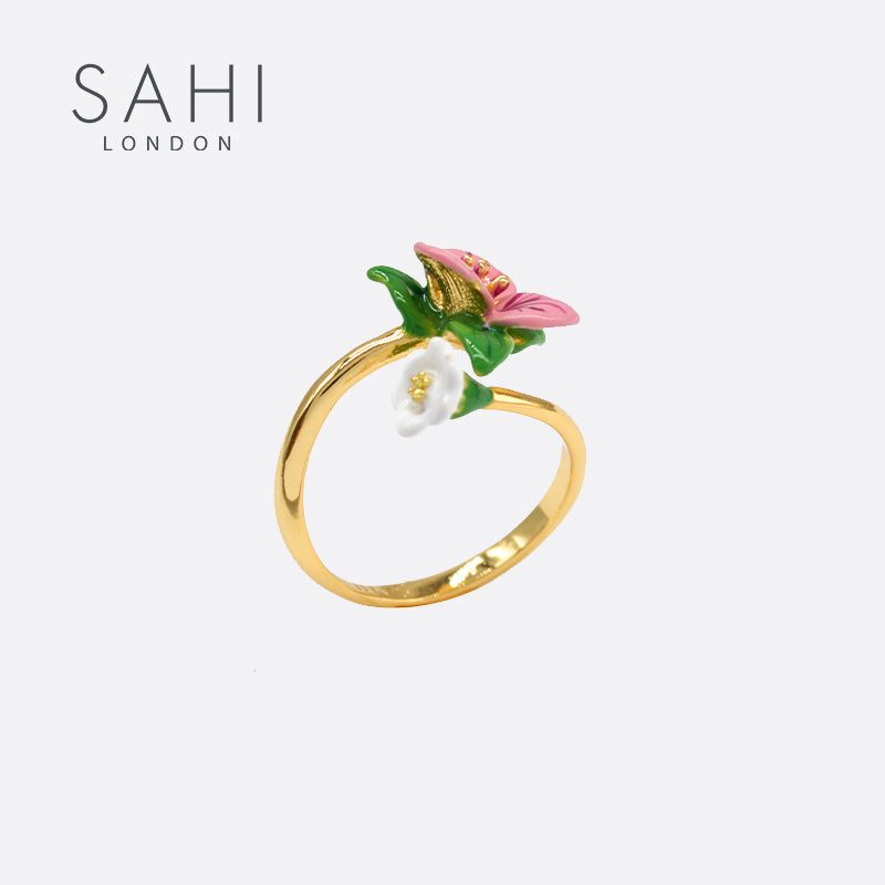Sahi Enchanting Garden Pink Adjustable Ring - RING