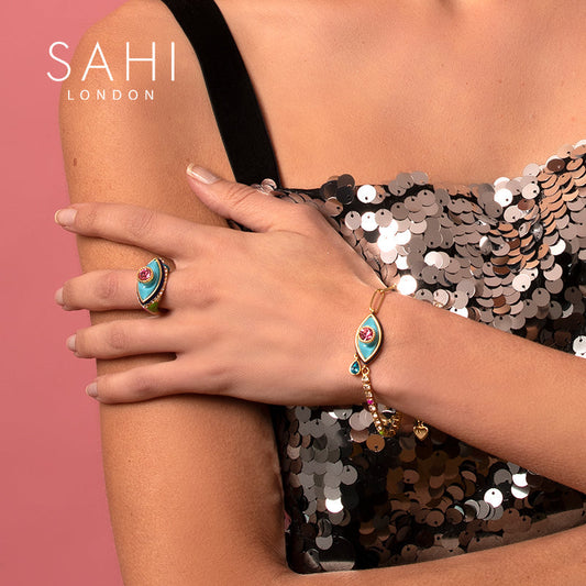 Love Affair Enamel Teardrop Chain & Link Bracelet - BRACELET