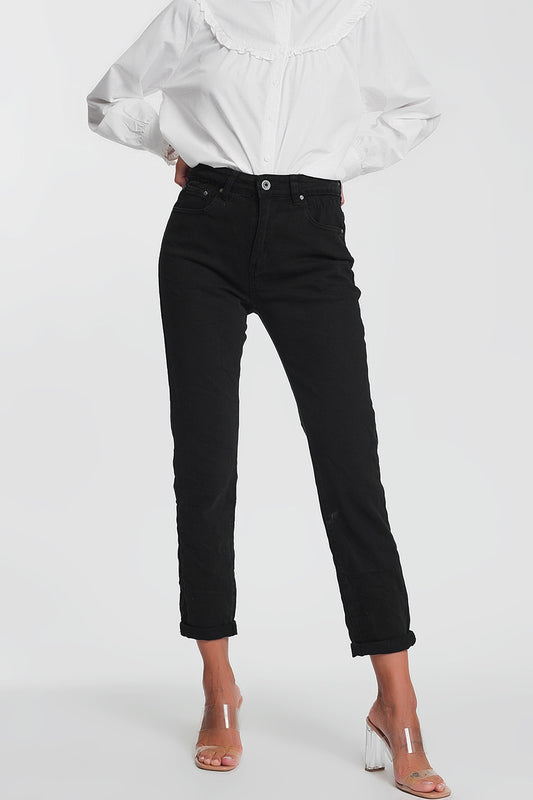 Straight leg high waisted jeans in black - Coloured Jeans