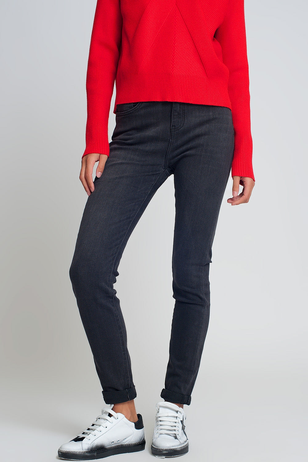 High waisted skinny jeans in black