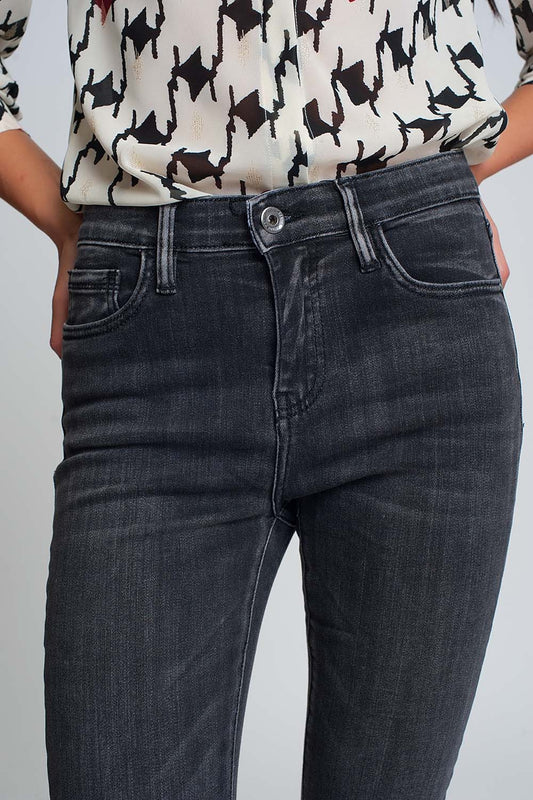 High rise skinny jeans in washed black - Denim