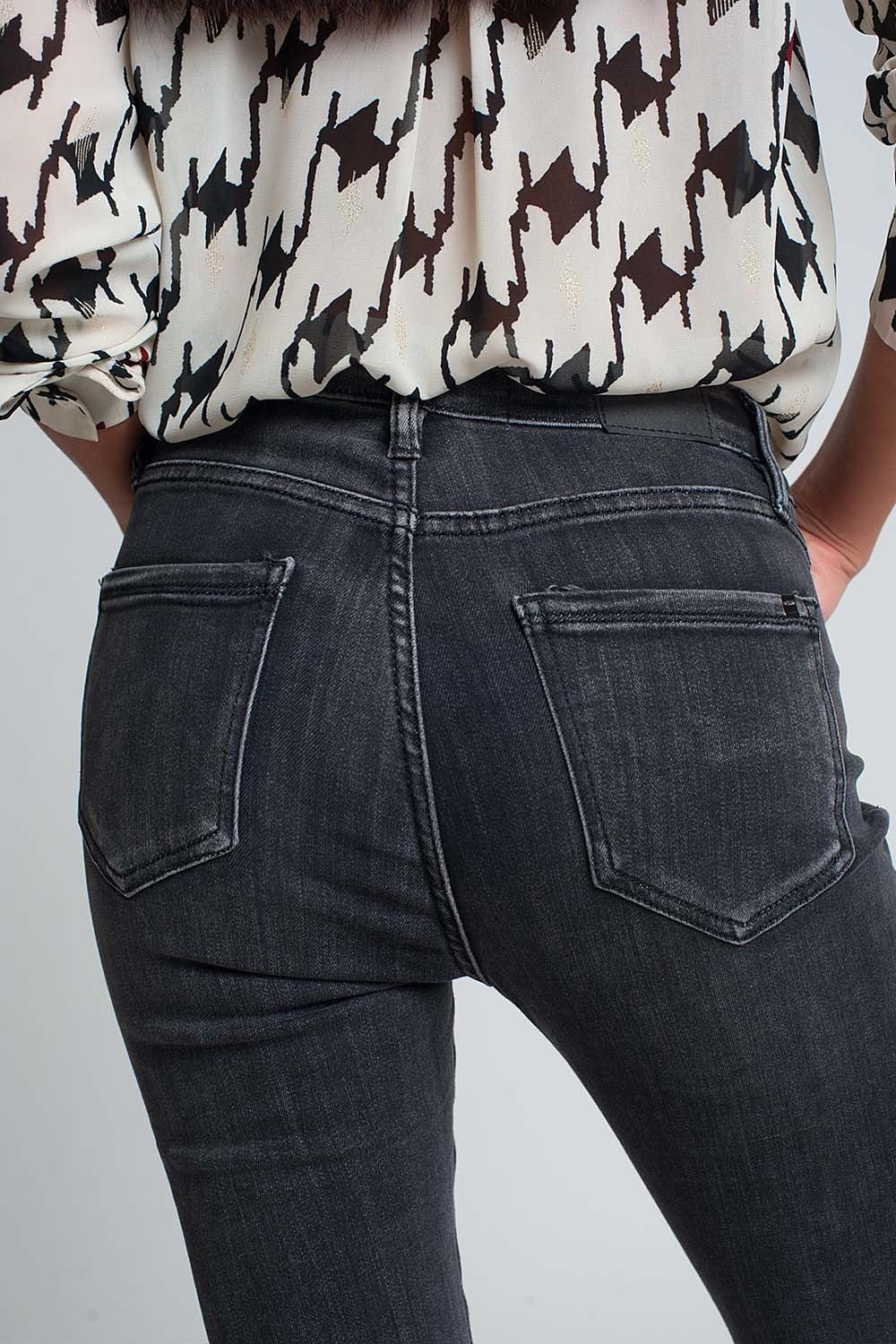 High rise skinny jeans in washed black