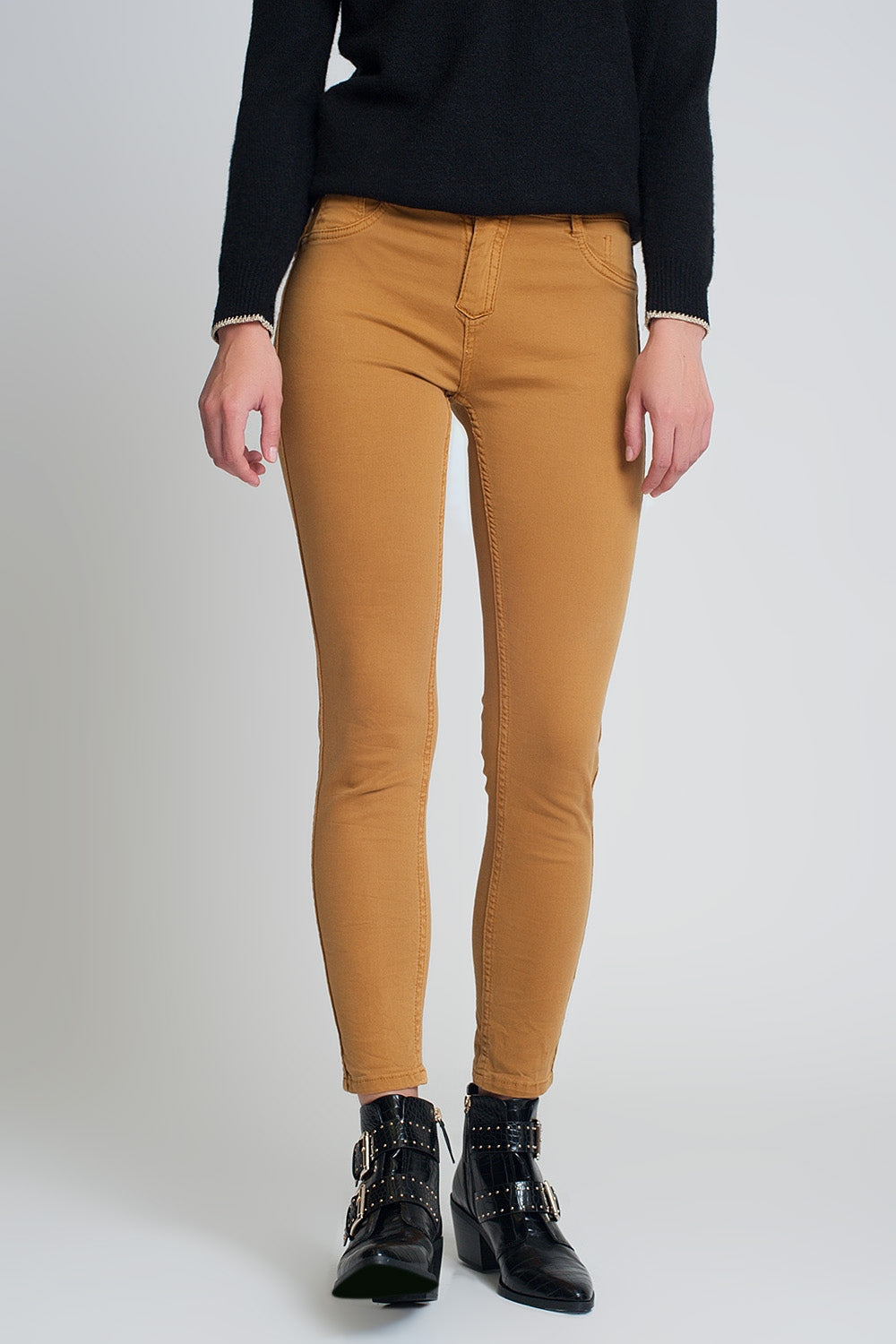 Mustard super skinny reversible pants with snake print - Coloured Jeans
