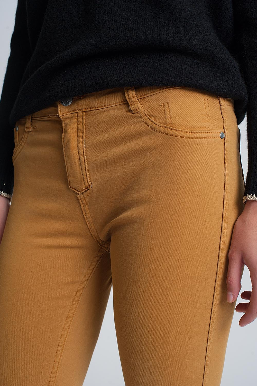 Mustard super skinny reversible pants with snake print - Coloured Jeans
