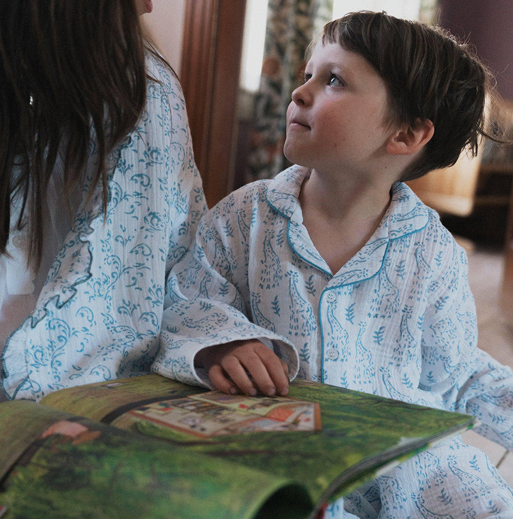 Blue Giraffe Organic Muslin Pyjamas - Pajamas