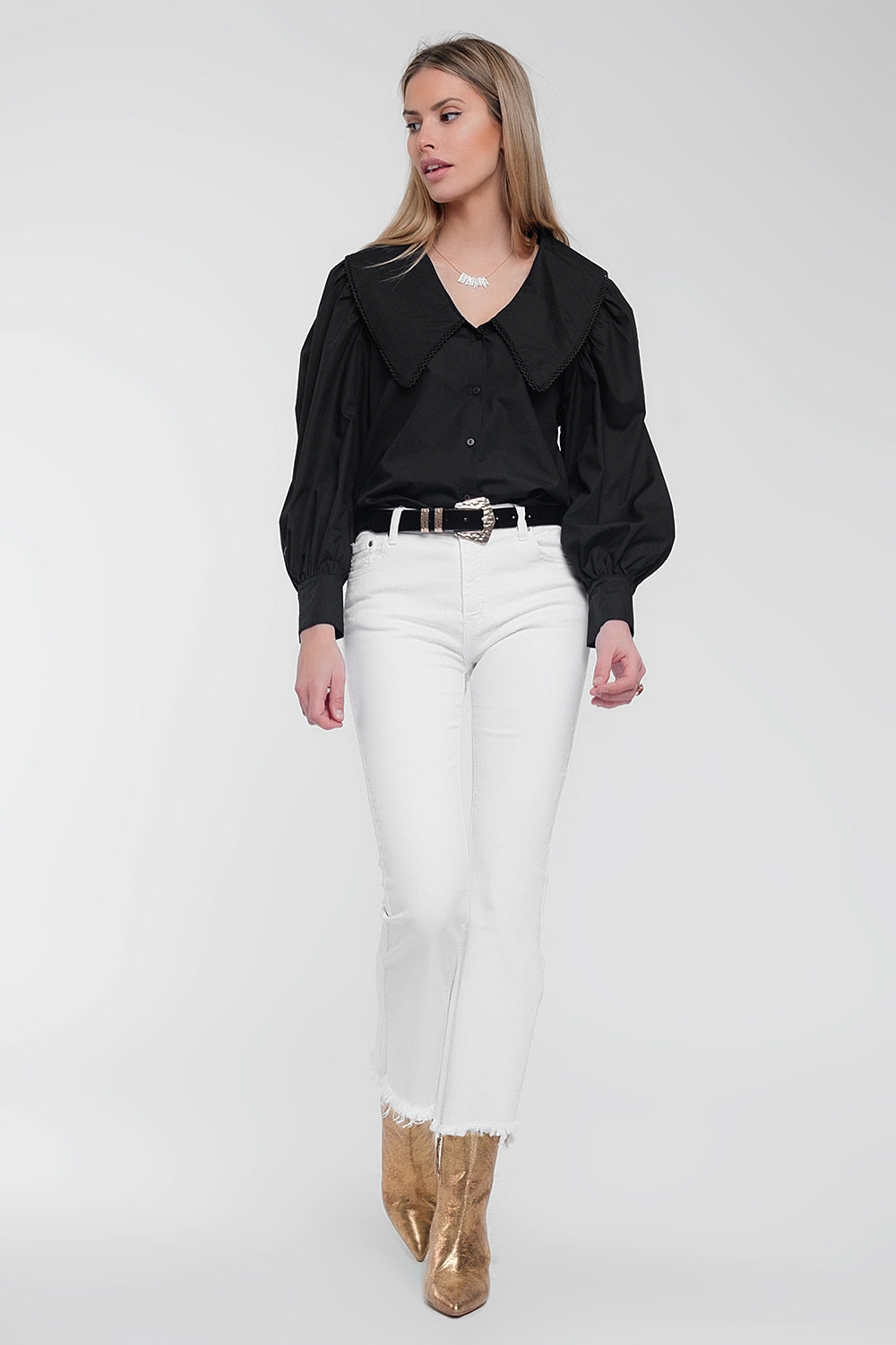 Oversized collared shirt in black - Shirts