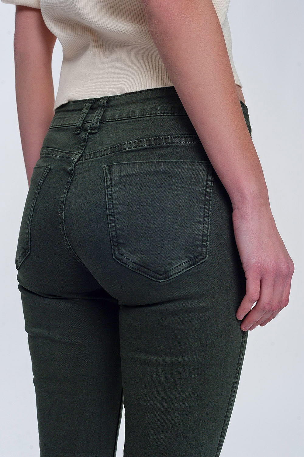Khaki super skinny reversible pants with snake print - Coloured Jeans