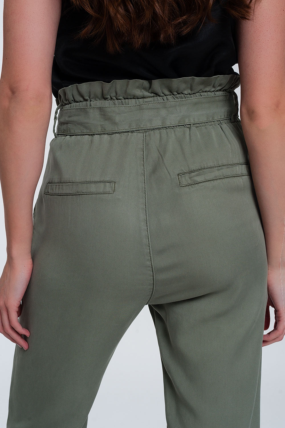 Trousers with tie waist in green - trousers