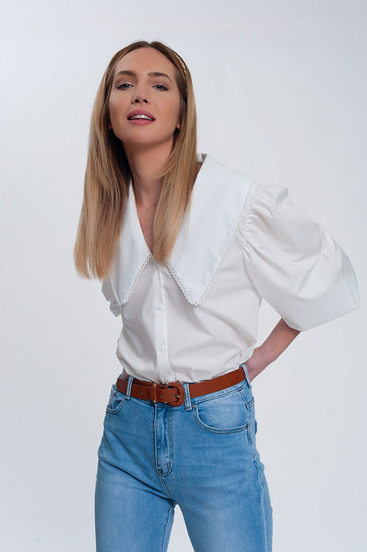 Oversized collared shirt in white - Shirts