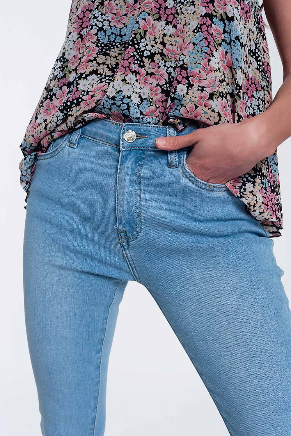 High-waisted jeans with glitter - Denim