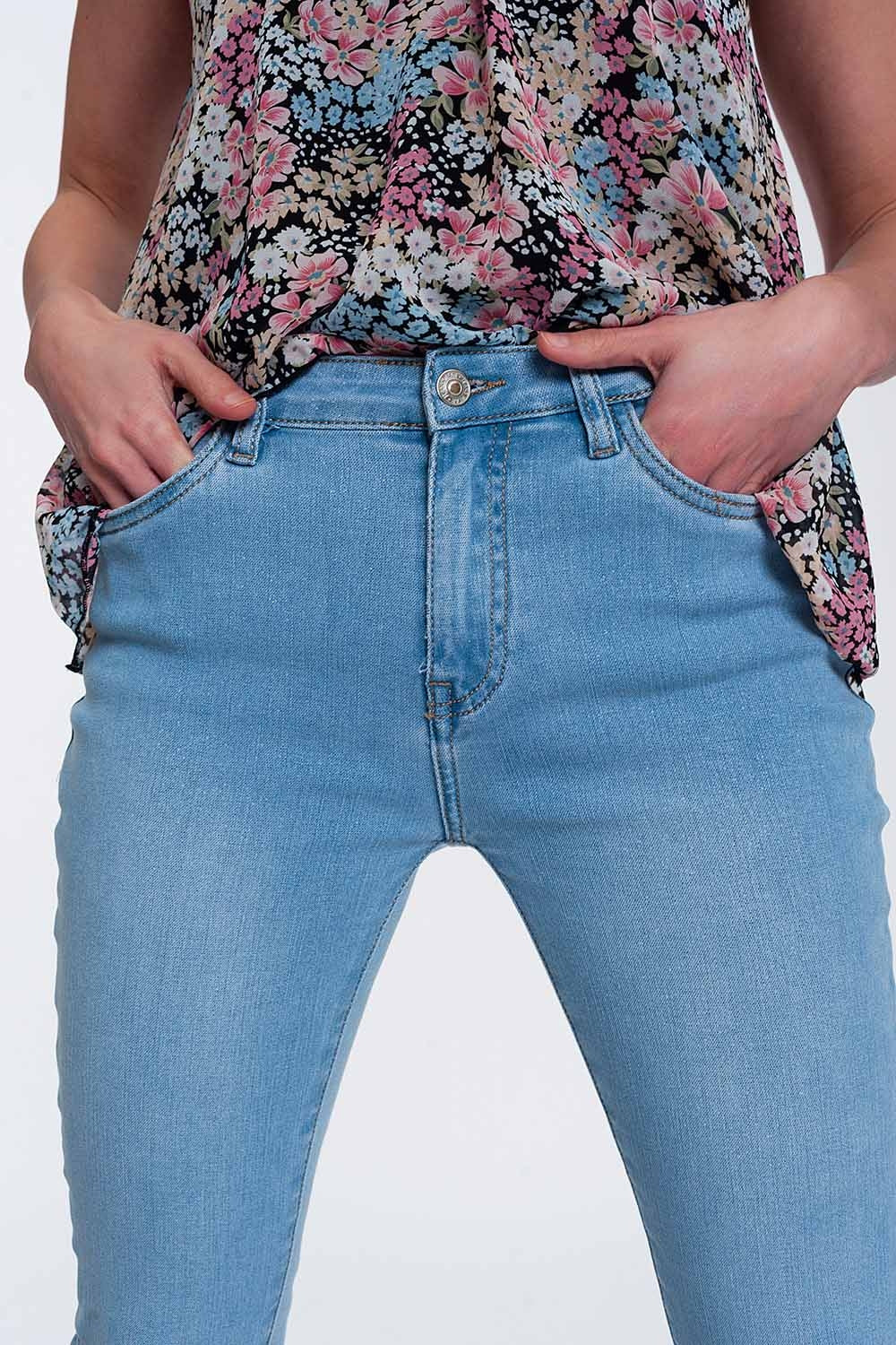 High-waisted jeans with glitter - Denim