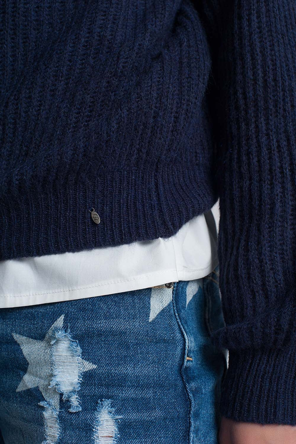 Ribbed jumper in Navy