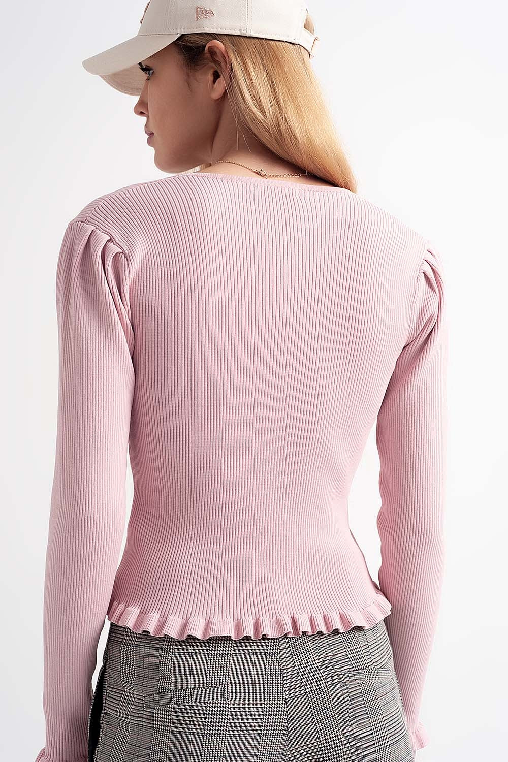 Jersey with pearl front in pink - jumper