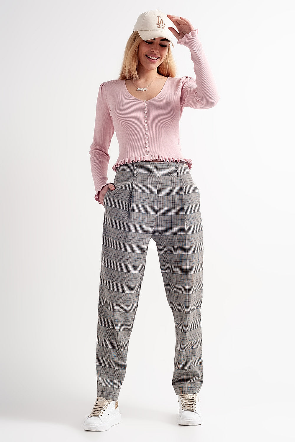 Jersey with pearl front in pink - jumper