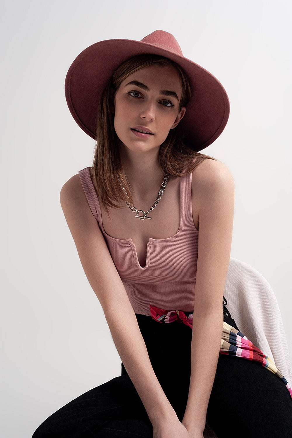 Rib crop top in pink blush - top