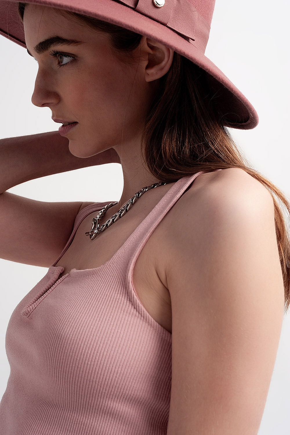 Rib crop top in pink blush - top