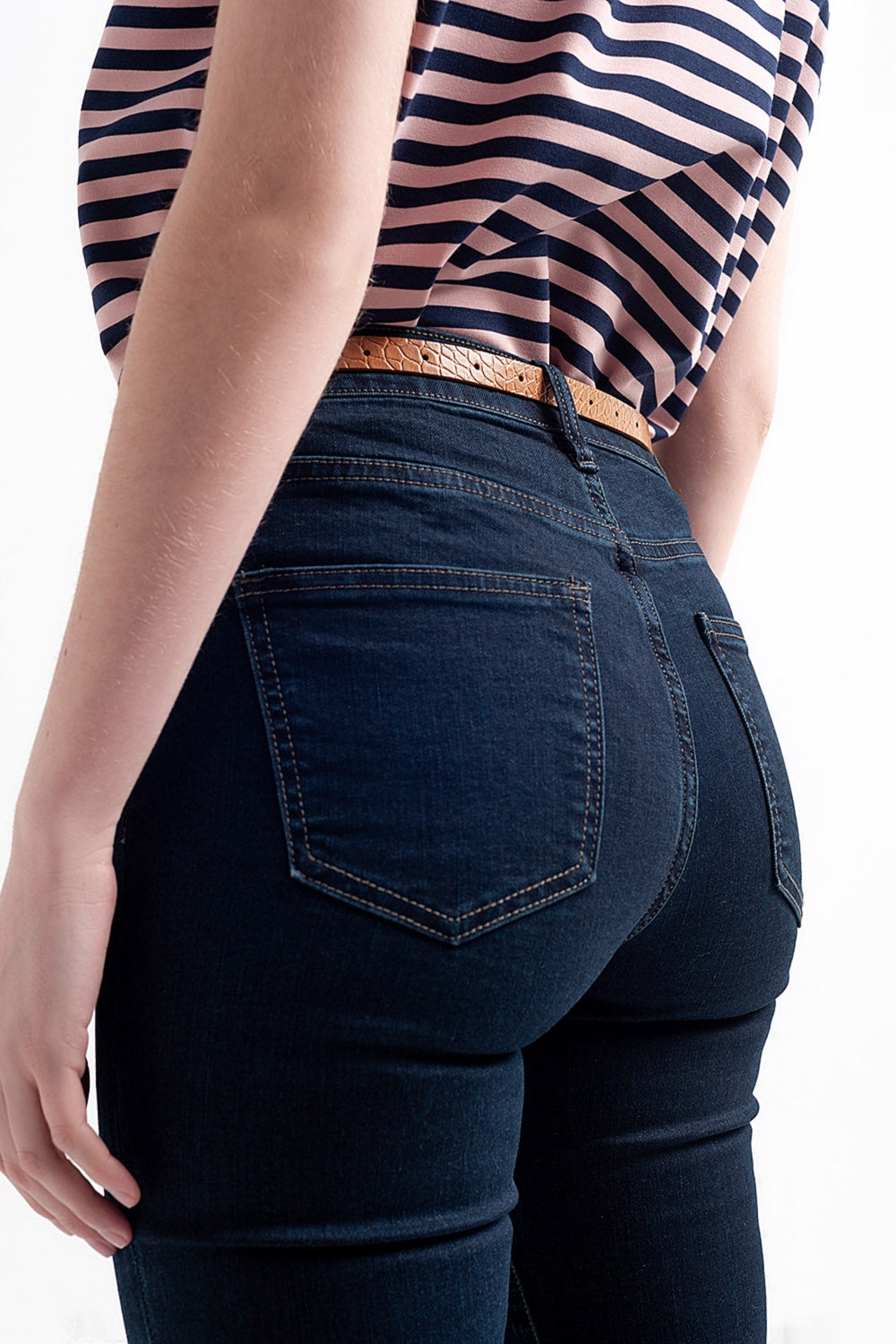 high waist skinny jeans in dark blue - Denim