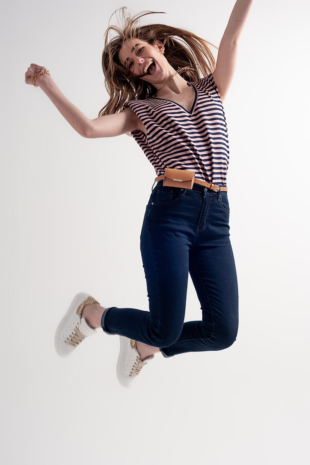 high waist skinny jeans in dark blue - Denim