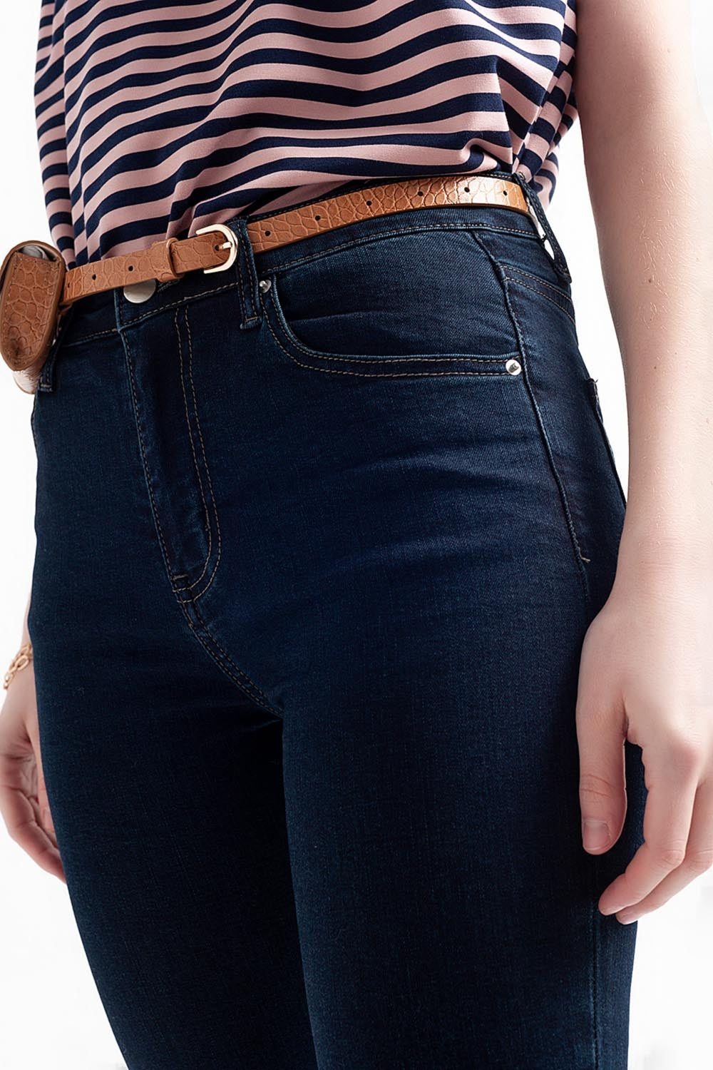 high waist skinny jeans in dark blue - Denim