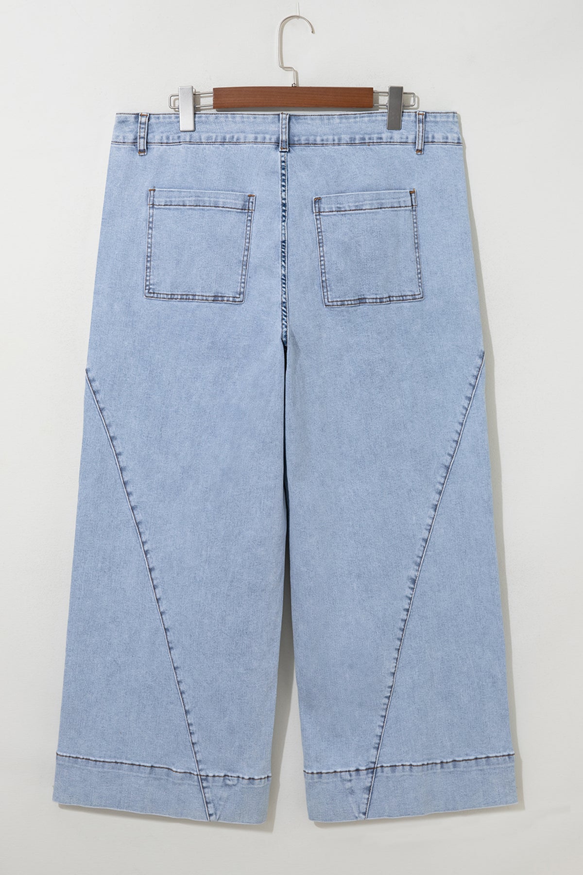 Beau Blue Solid Paneling Loose Fit Plus Size Jeans - Plus Size/Plus Size Bottoms