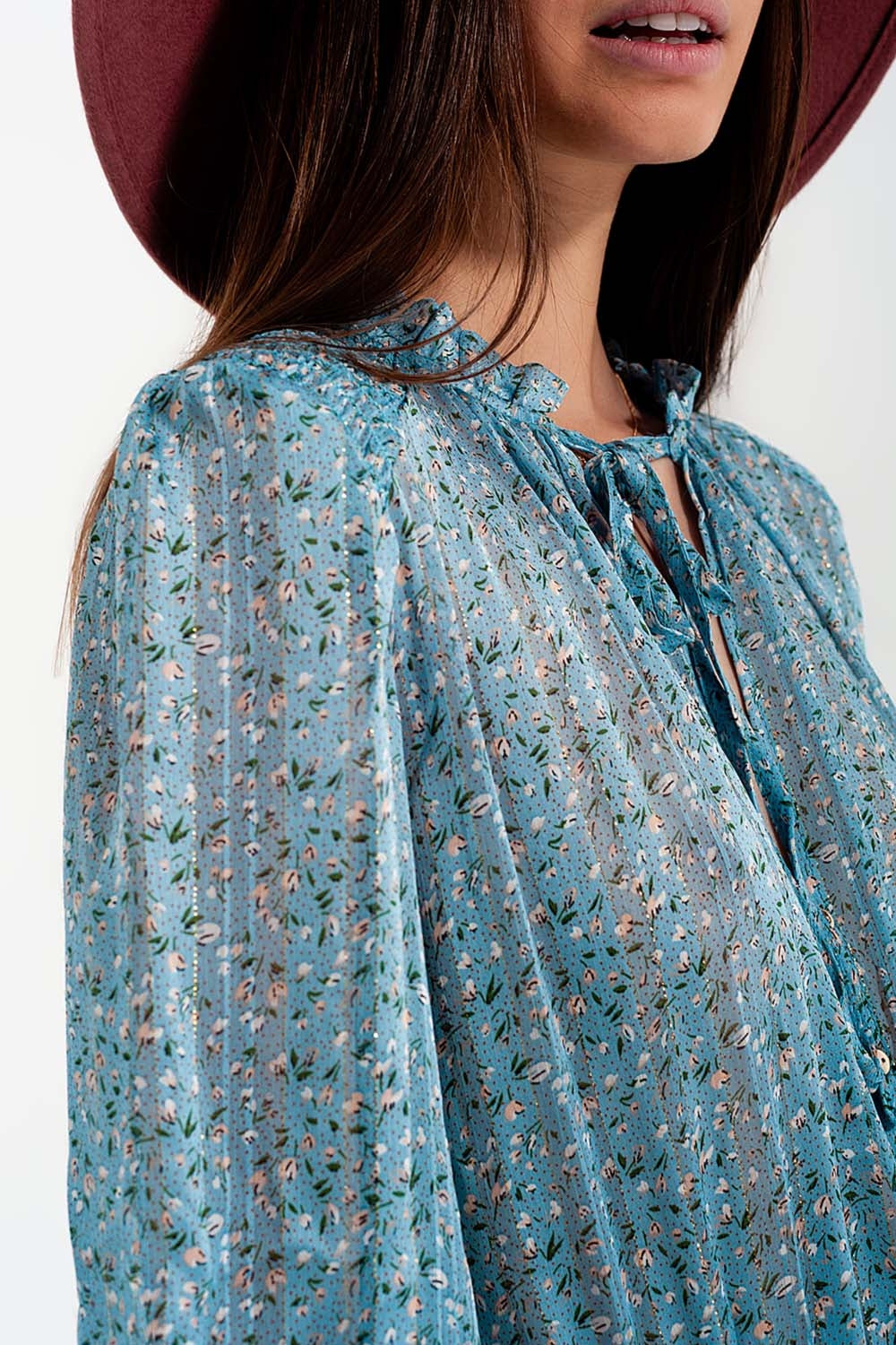 Shirred skirt mini dress with keyhole detail in turquoise - dress