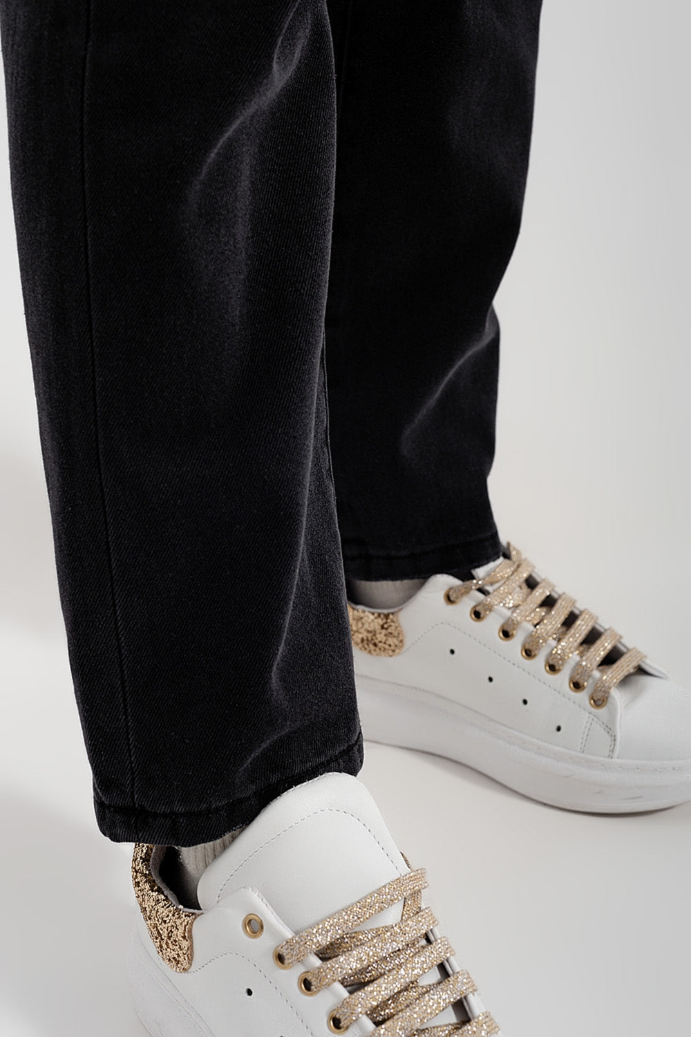 High rise straight leg jeans washed black - Denim