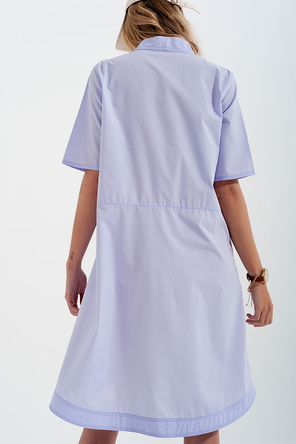 High-low dress with empire waistline in lilac - dress