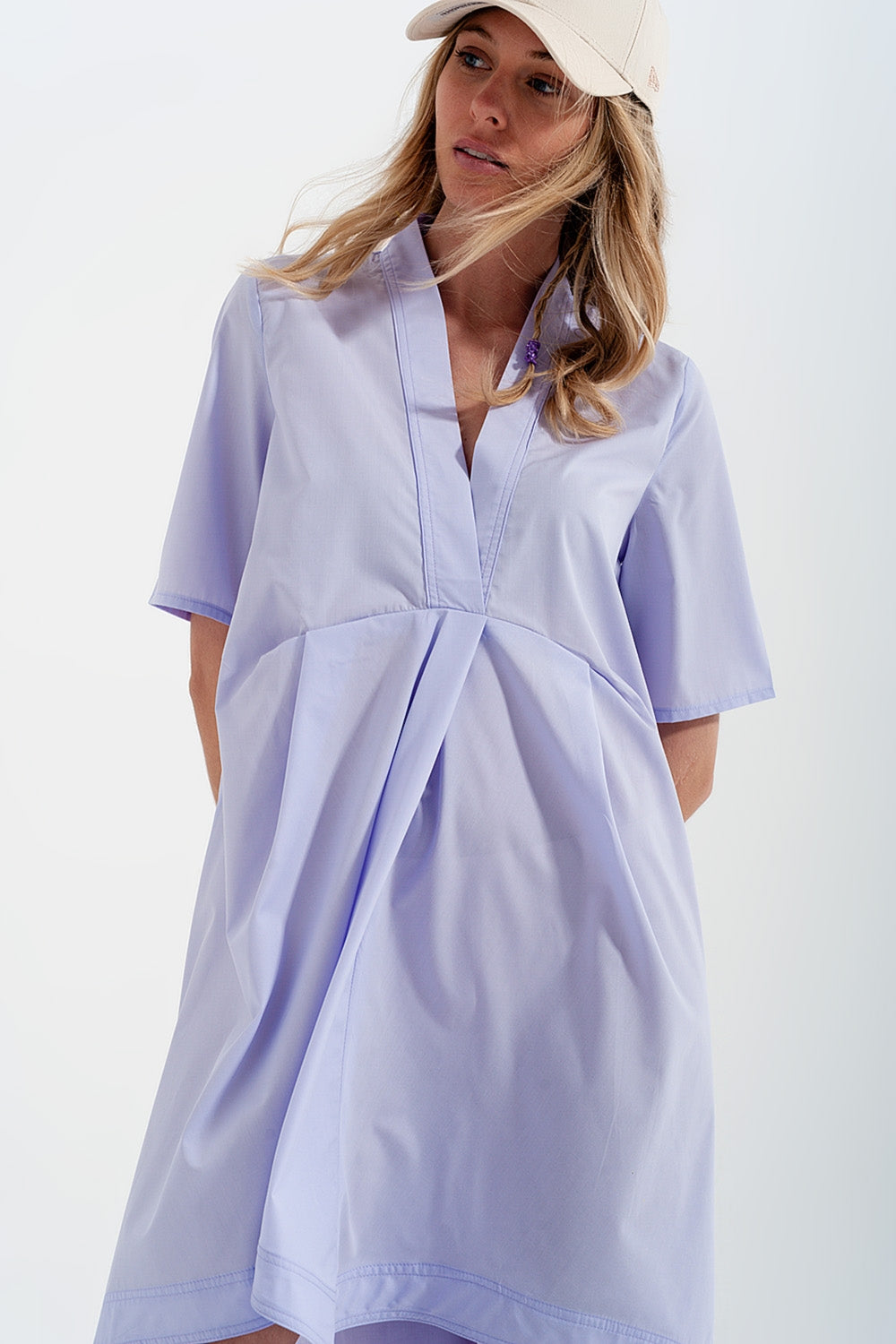 High-low dress with empire waistline in lilac - dress