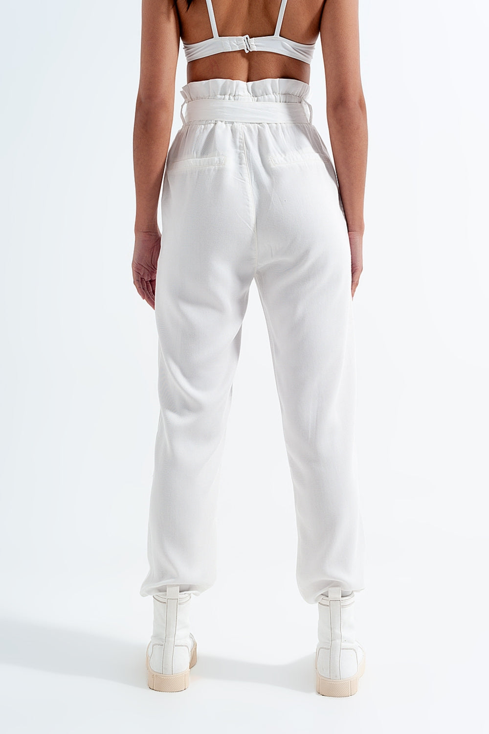 Lightweight Pants with tie waist in white - trousers