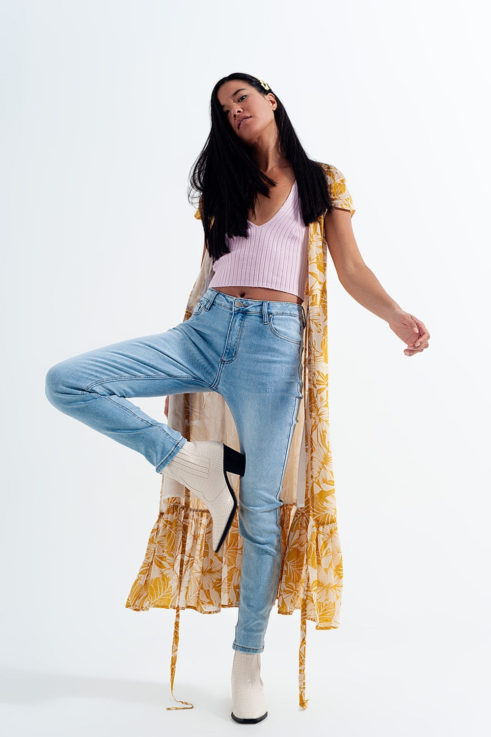 High rise vintage skinny jeans in light wash - Denim