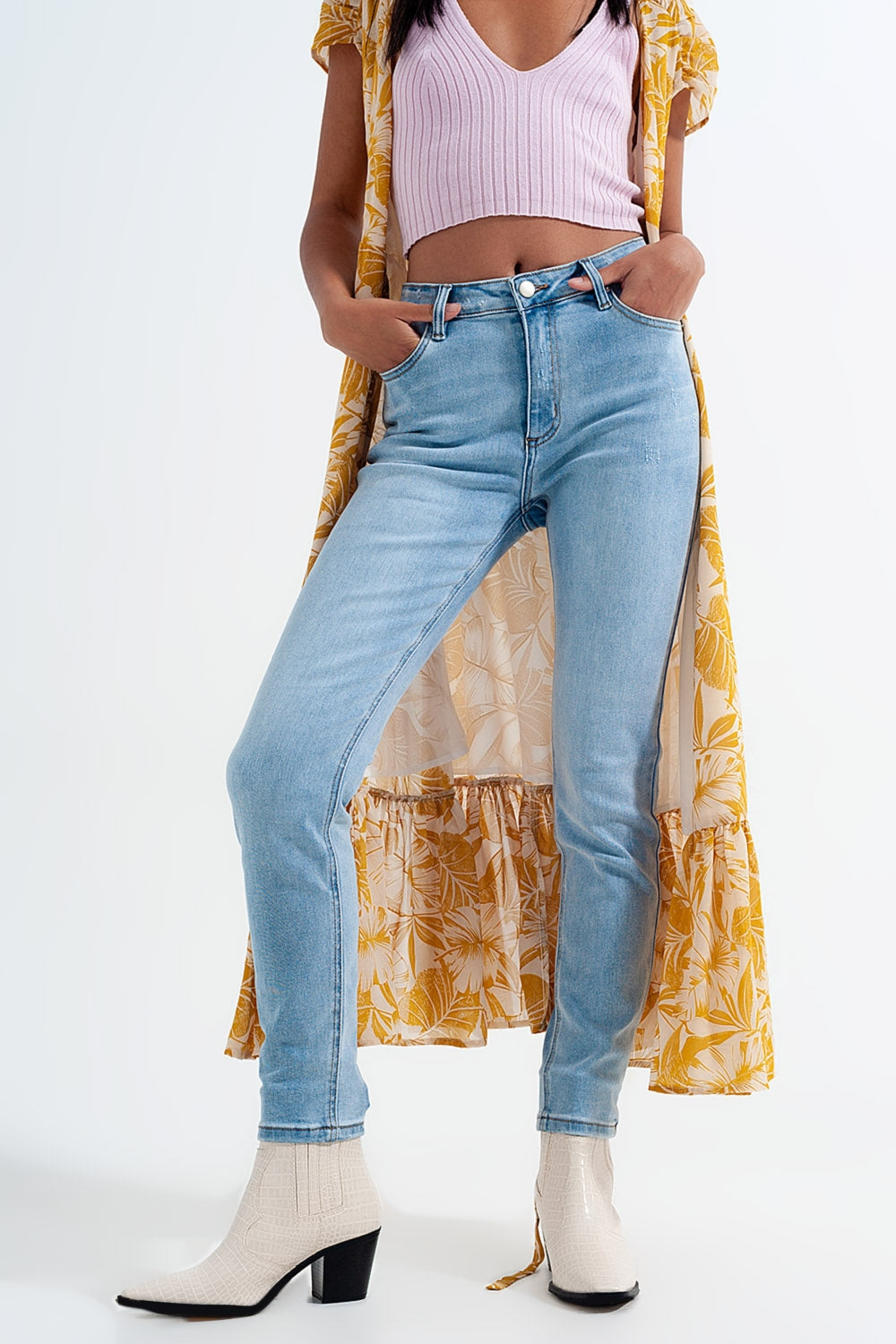 High rise vintage skinny jeans in light wash - Denim
