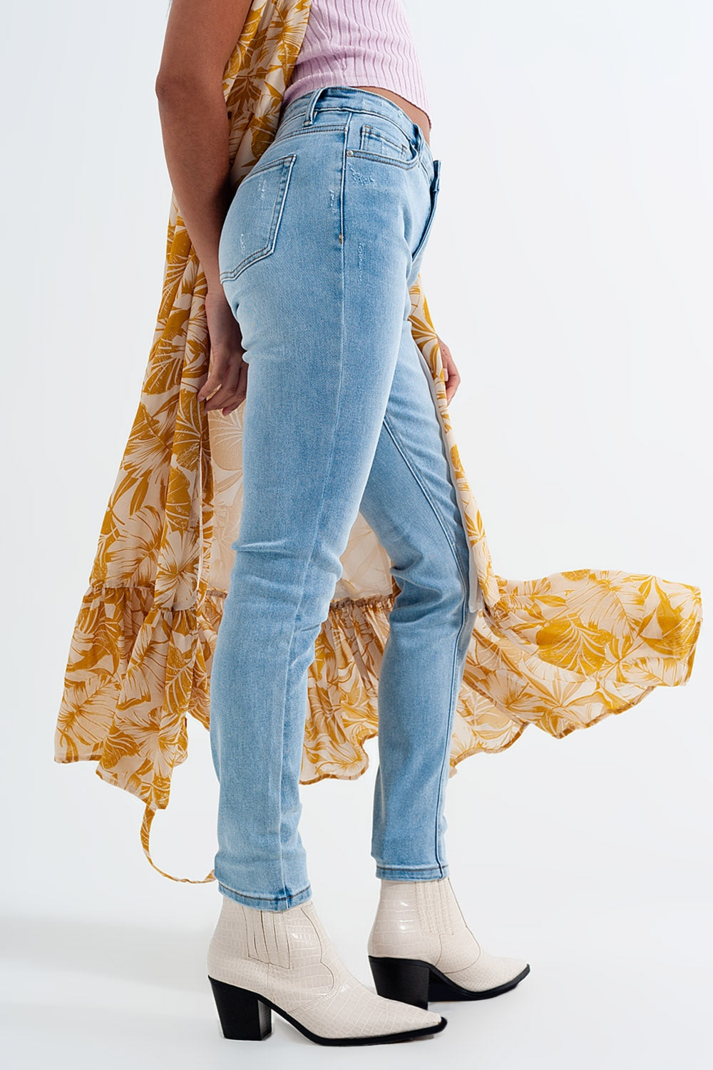 High rise vintage skinny jeans in light wash - Denim