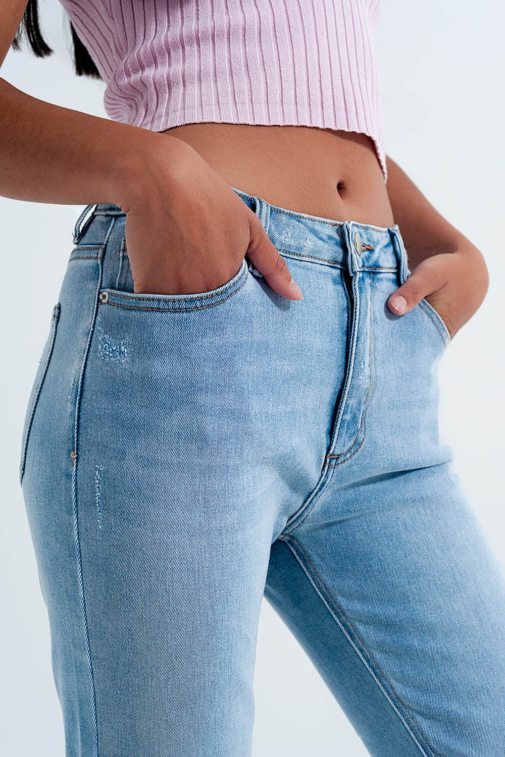 High rise vintage skinny jeans in light wash - Denim