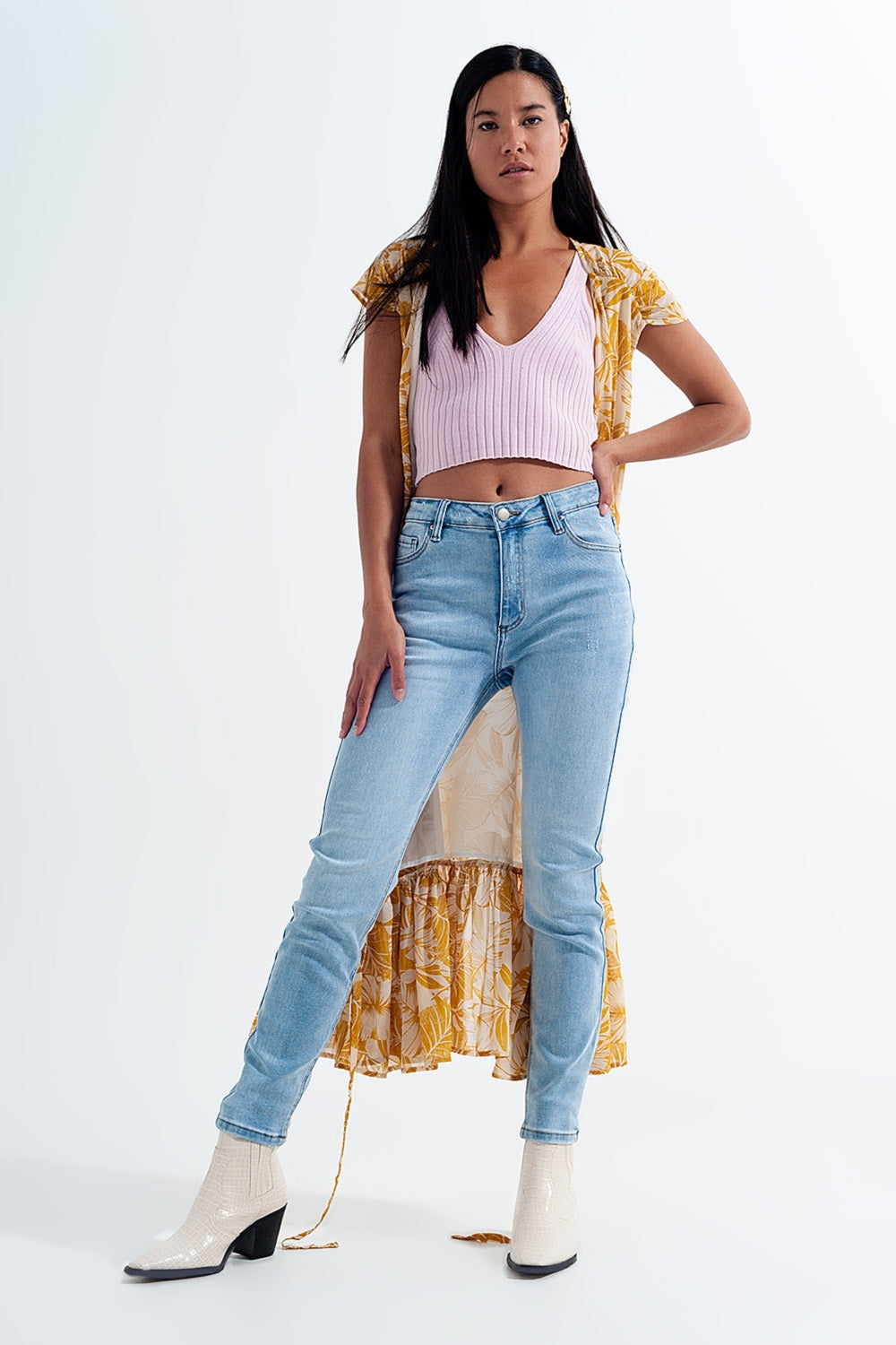 High rise vintage skinny jeans in light wash - Denim
